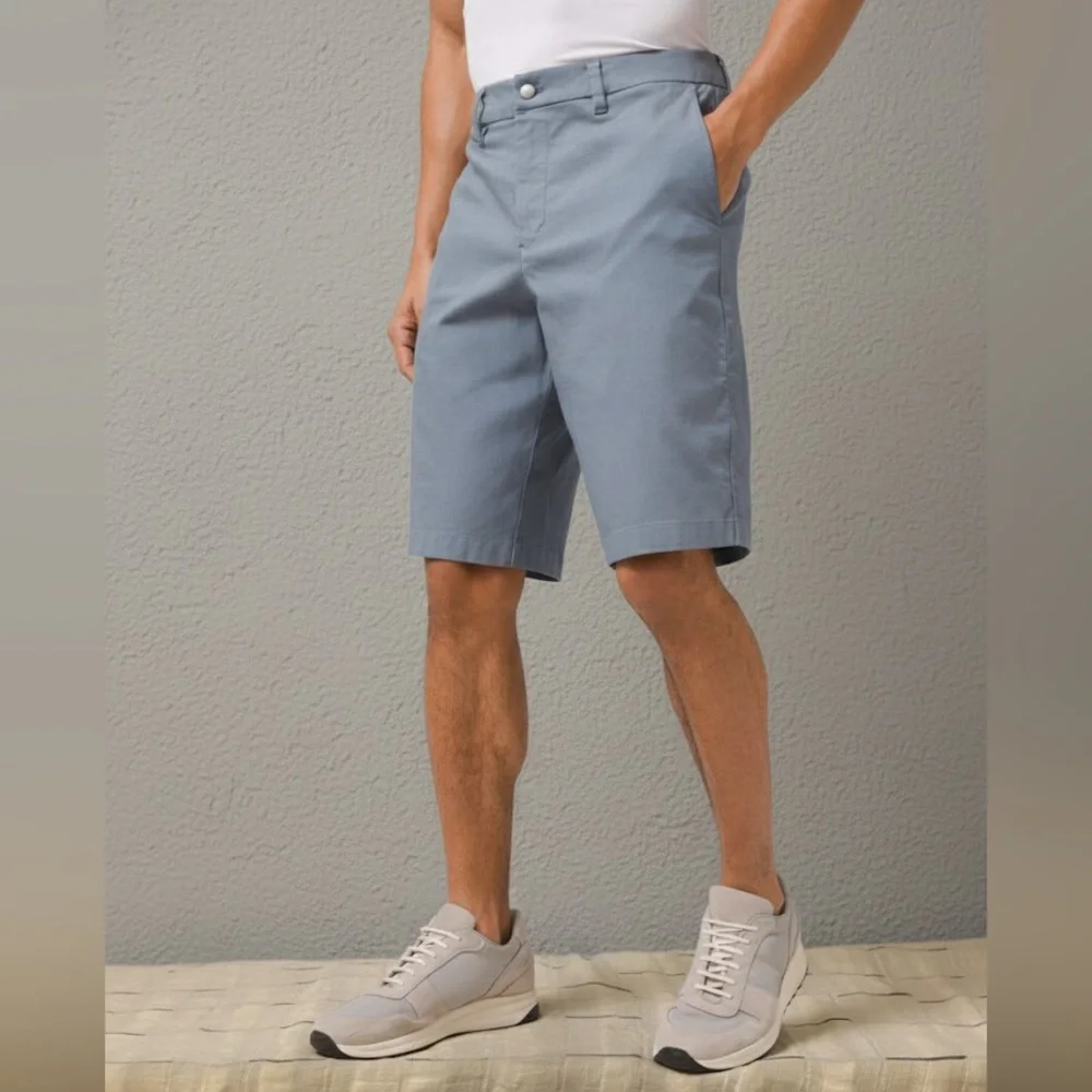 Lululemon Commission Short Qwick Oxford 11” Relaxed Fit Light Gray/Blue M7AKAS